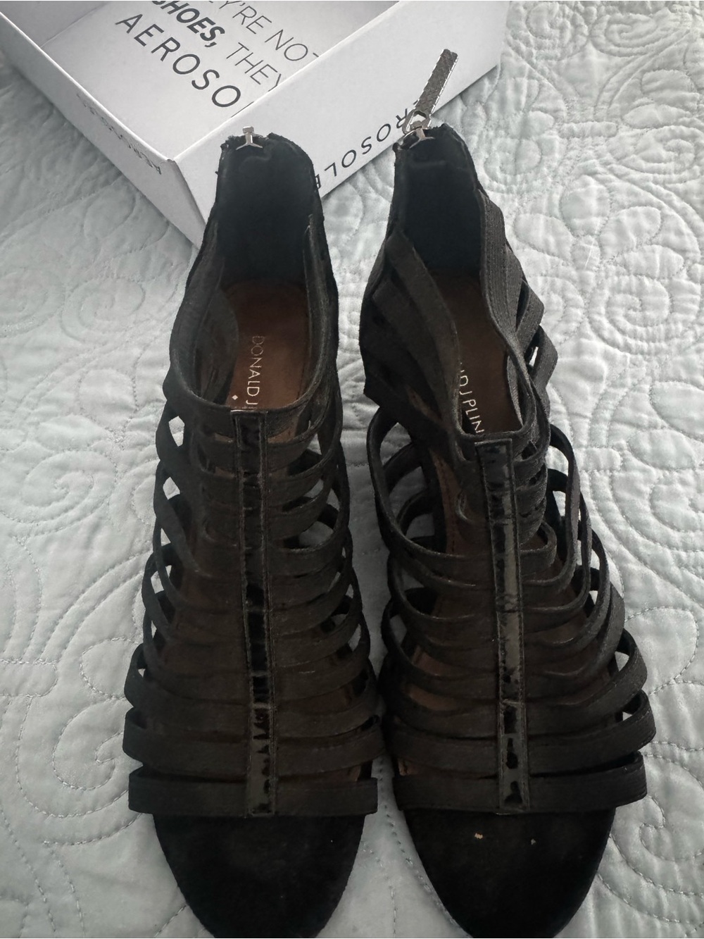 Donald J. Pliner Black Strappy Cage Heels